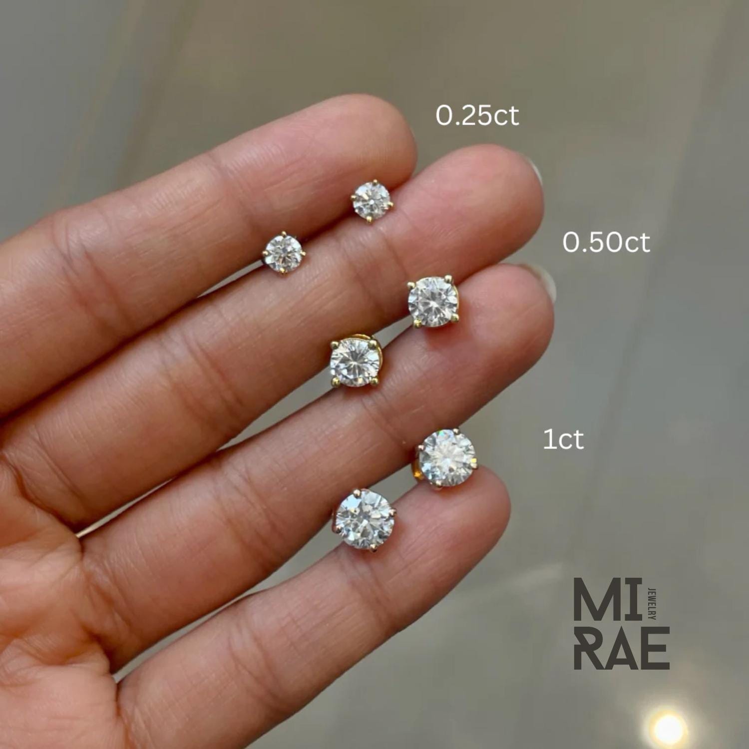 Lab Grown Diamond Stud Earrings: 14K Gold, Screw Back