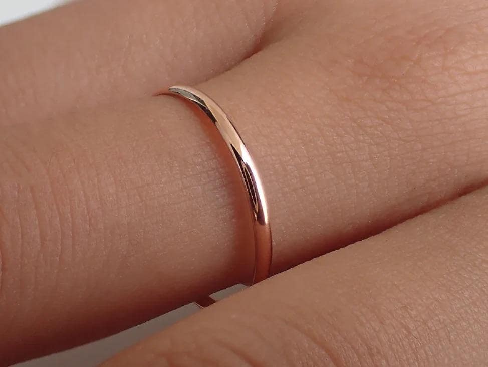 Minimalist 10K Solid Gold Band: Thin Stacking Ring