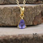 Tanzanite Teardrop Pendant: Violet Blue Gemstone, Gold or Silver