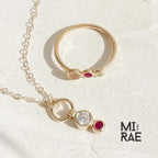 Dainty 14K Gold Diamond & Ruby Pendant Necklace: Minimalist Bezel Charm