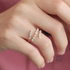 Marquise & Pear Lab Diamond Spiral Ring | Modern Twist Diamond Ring | Unique Stackable Ring