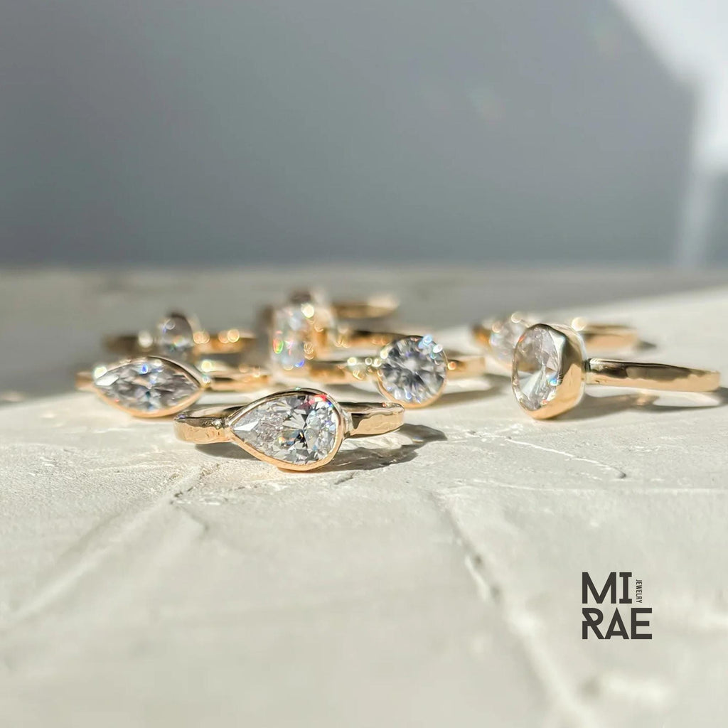 1 Carat Lab Grown Diamond Bezel Ring: 14K Gold Solitaire Engagement