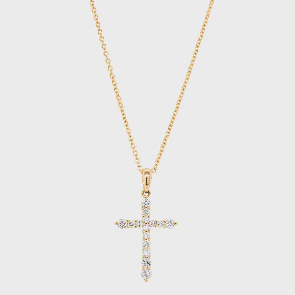 10K Gold Moissanite Cross Pendant: Dazzling Religious Necklace
