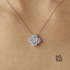 14K Solid Gold Diamond Clover Necklace: Dainty Floral Pendant