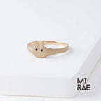 10K Gold Bunny Signet Ring: Diamond or Ruby Accent, Dainty Animal Jewelry