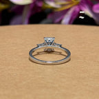 Emerald Cut 1 Ct Moissanite Solitaire Ring: Sterling Silver & 10K Gold