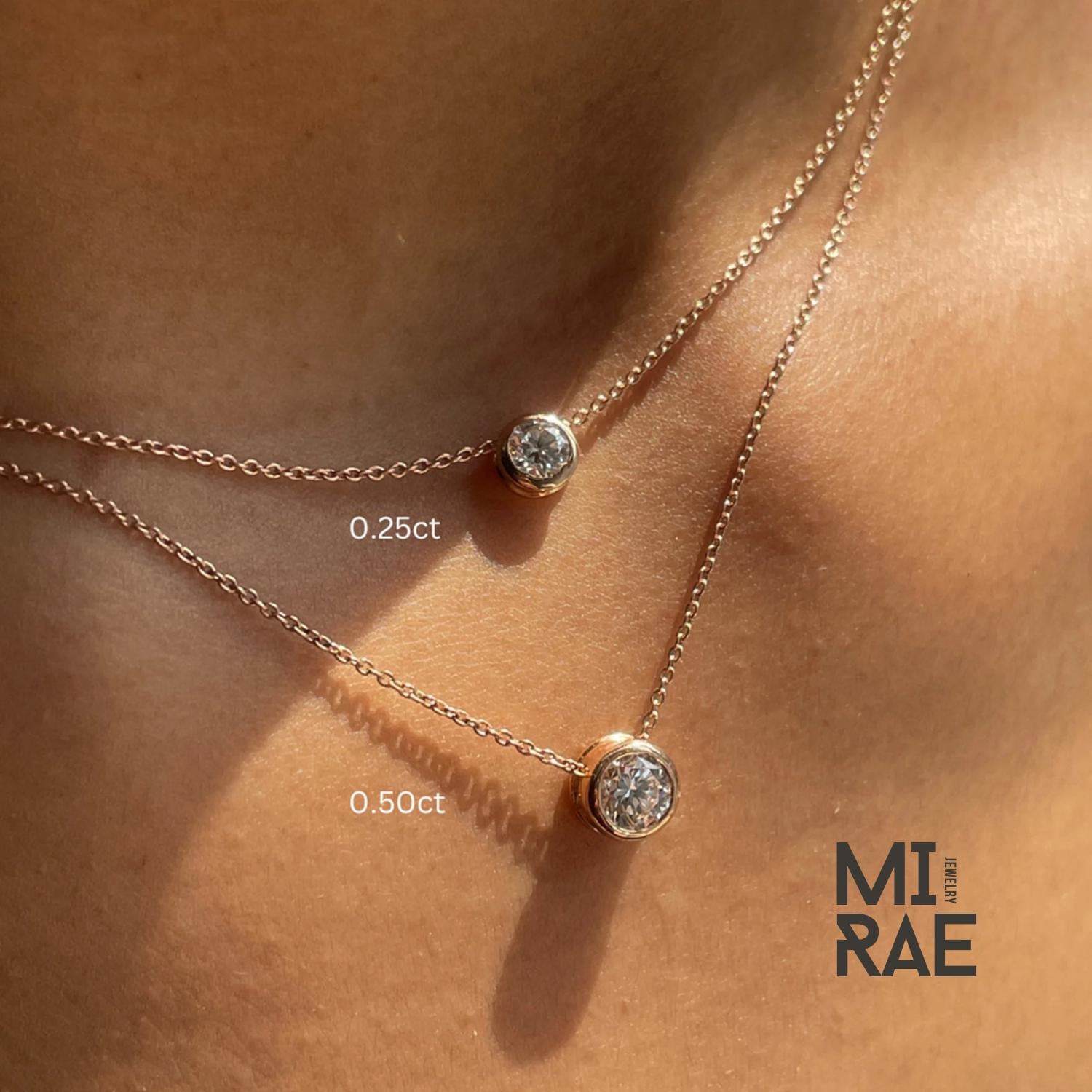 Handmade 10K Gold Moissanite Pendant Necklace: Round Solitaire, Silver Option