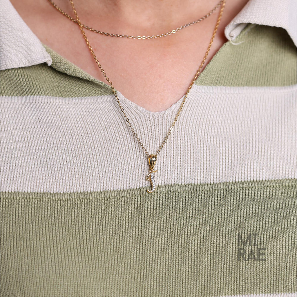 14k Gold Diamond Initial Necklace: Cursive Letter Pendant, Personalized Jewelry