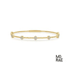 1TCW Lab Grown Diamond Clover Bracelet: 14k Gold Beaded Bangle