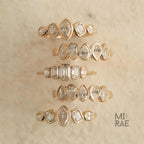 Marquise Oval Emerald Diamond Band | Multi Shape Lab Diamond Ring | Bezel Set Half Eternity Wedding Band