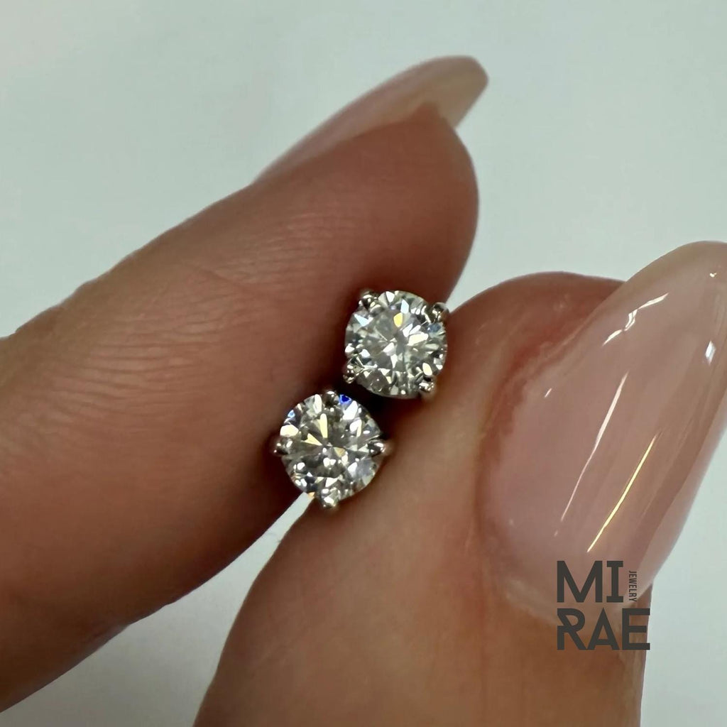 Lab Grown Diamond Stud Earrings: 14K Gold, Screw Back