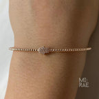 Diamond Hamsa Hand Bracelet in 14k Rose Gold, Hamsa Bracelet, Diamond Bangle, Stackable Bangle, Premium Yellow White, Flexible Bangle Gift