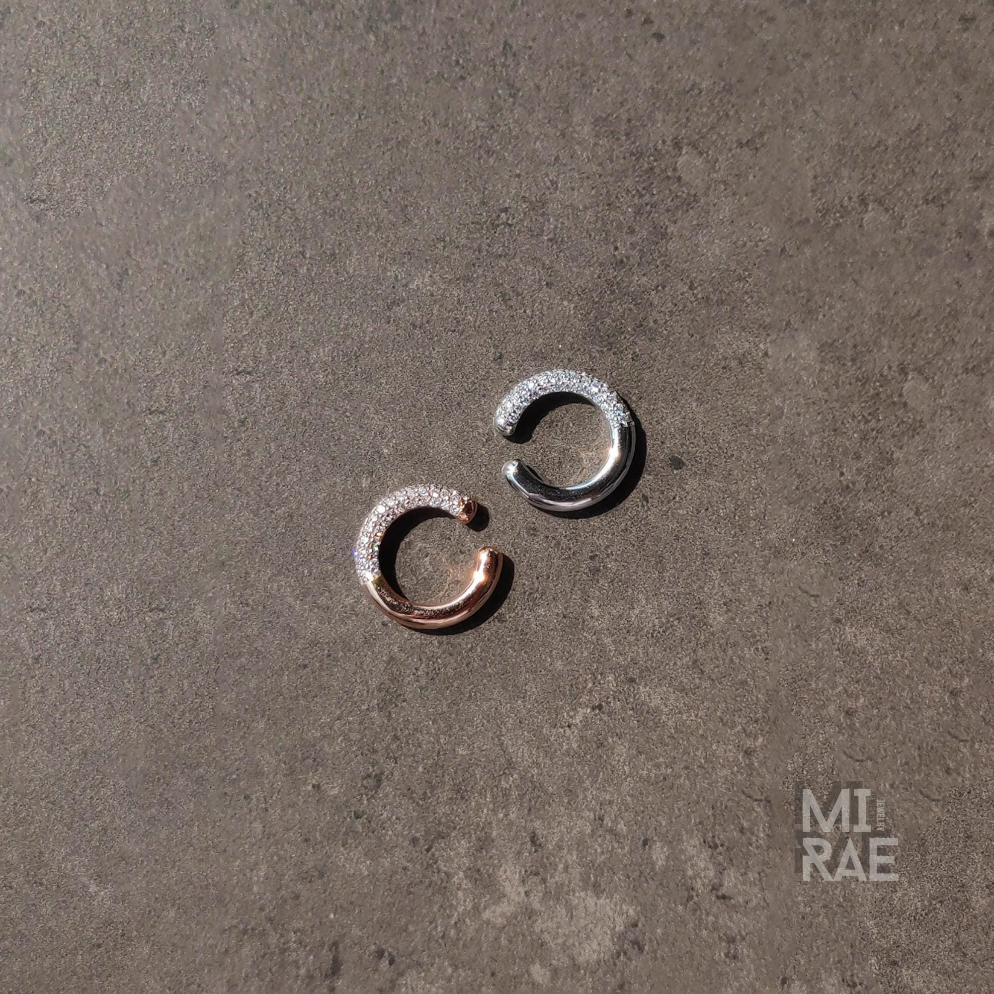 Nebula Diamond Earcuffs | 10K Rose Gold No Piercing Lab Grown Diamond Earcuffs | Custom Fit Luxury White Gold Ear Cuff