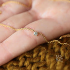 Dainty Round Brilliant Cut Lab Grown Diamond Pendant Chain