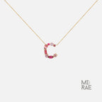 Personalized Initial Pendant Necklace | Multi Natural Gemstone Letter Necklace | Handmade Birthstone Jewelry