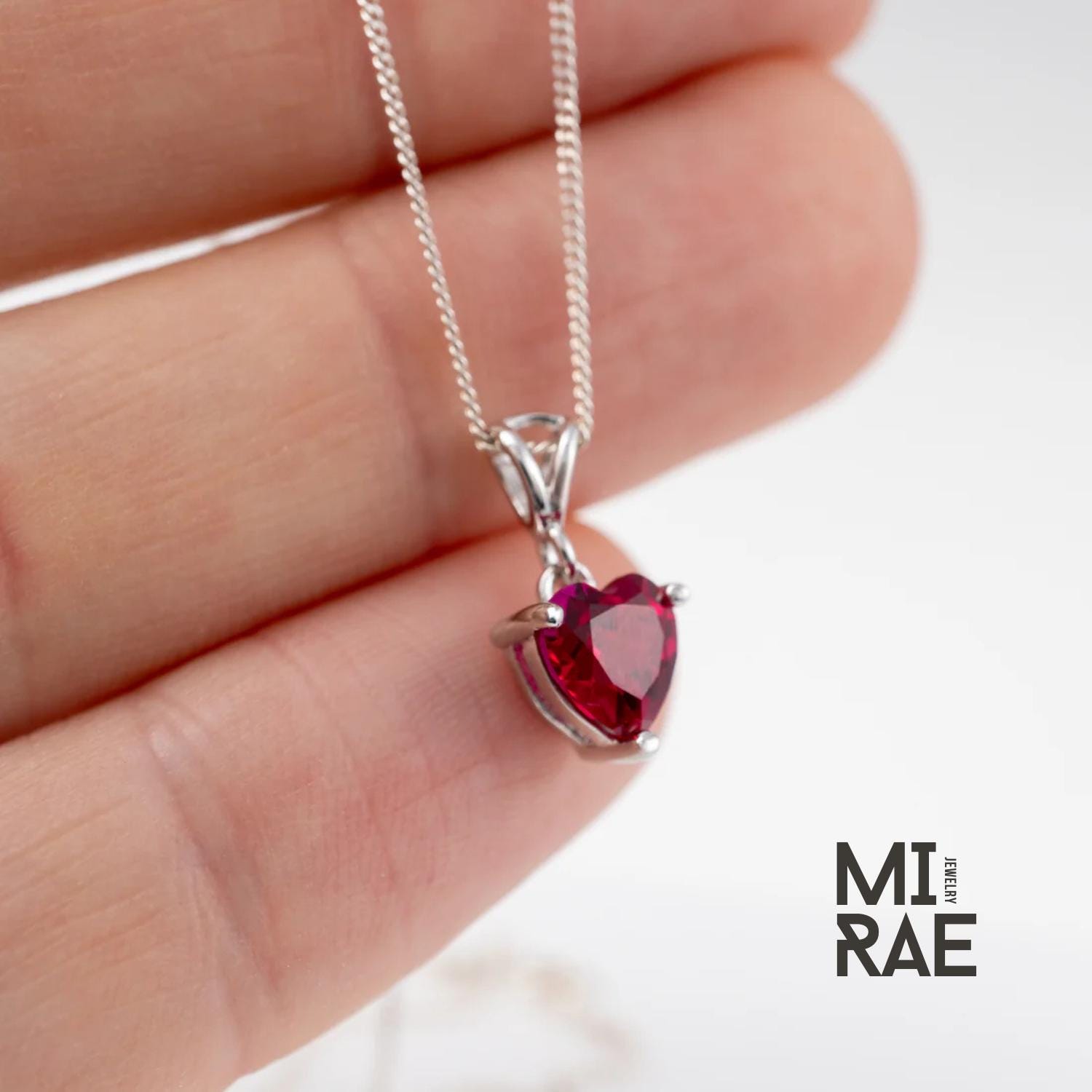 Ruby Heart Pendant Necklace: 10K Gold & Sterling Silver, Ethical Gemstone