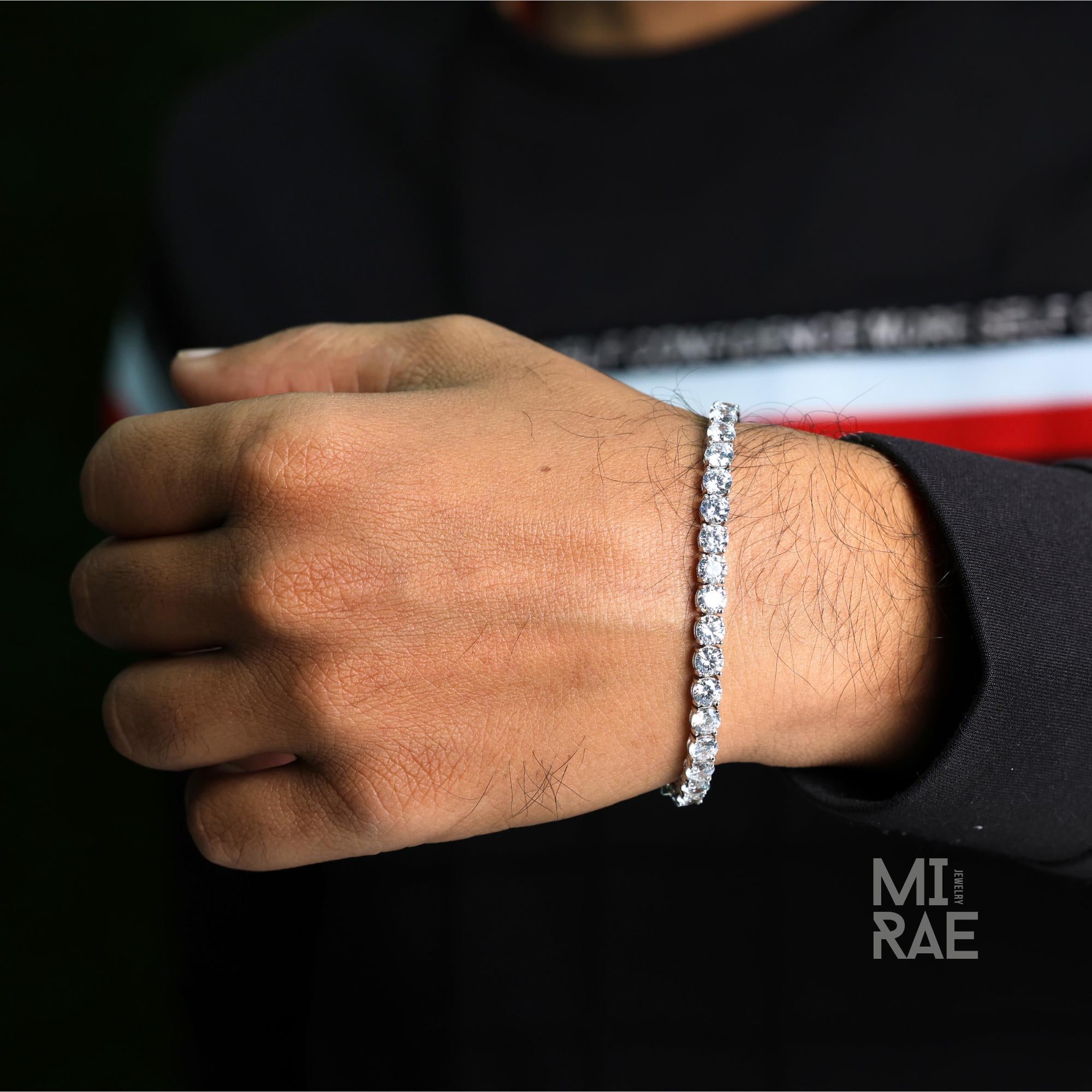 Dainty 14k Gold Tennis Bracelet: 3mm VVS Lab Diamond, Sterling Silver Chain