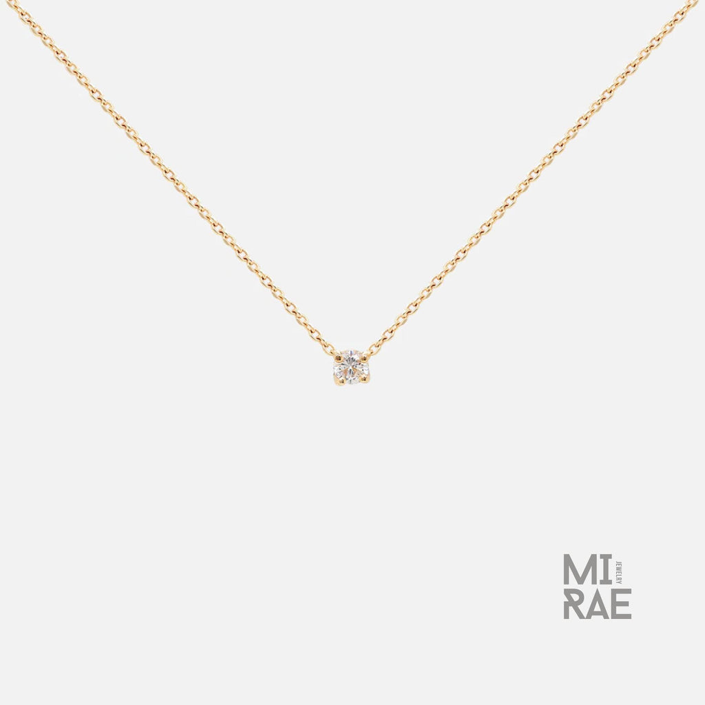 Dainty Round Brilliant Cut Lab Grown Diamond Pendant Chain