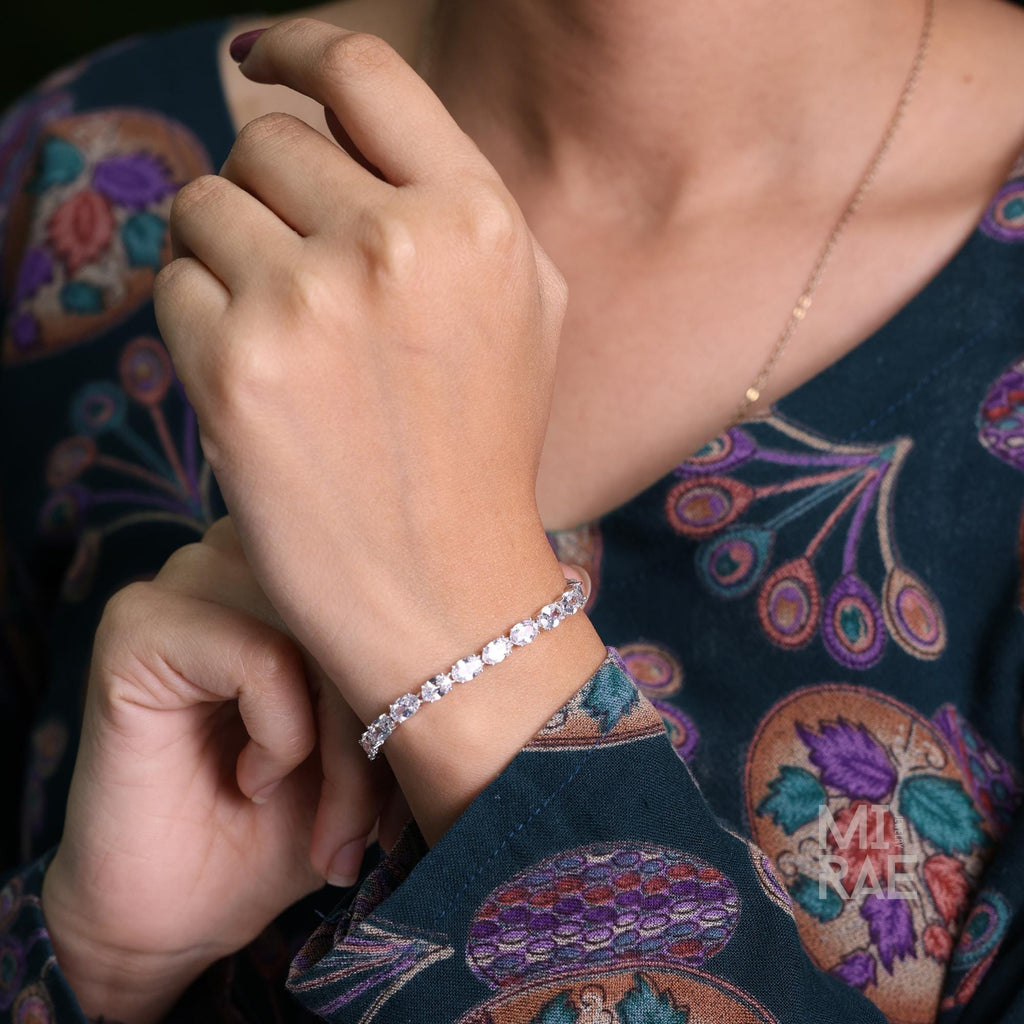 Moissanite or Cubic Zirconia Tennis Bracelet 925 Sterling Silver Minimalist Bridal Jewelry Bridesmaid Gift Dainty Chain