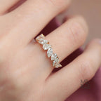 Lab Grown Diamond Half Eternity Band Marquise and Pear Cut Diamond Wedding Band for Women