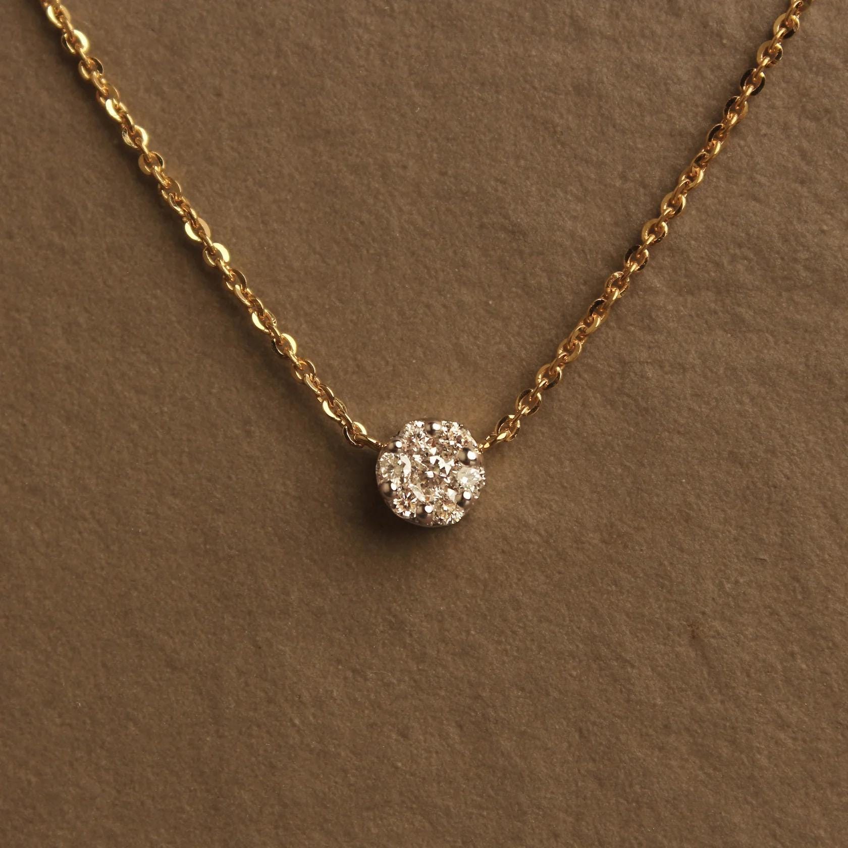 Halo Moissanite Necklace: 10K Gold or Sterling Silver, Dainty 16" Chain