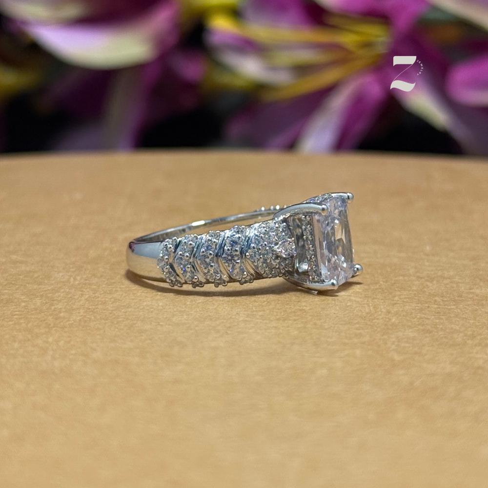 Cushion Cut 1 Ct Moissanite Engagement Ring: Sterling Silver & 10K Gold