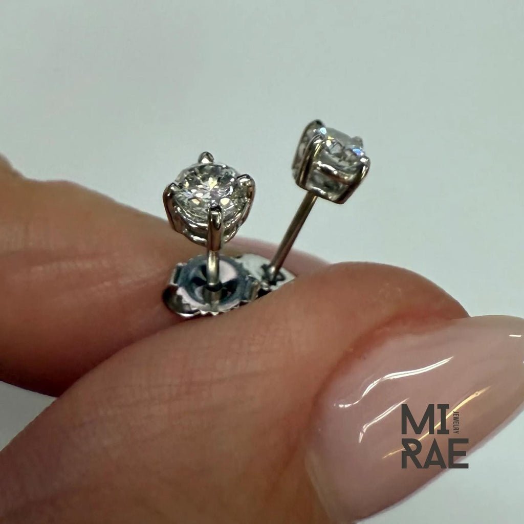 Lab Grown Diamond Stud Earrings: 14K Gold, Screw Back