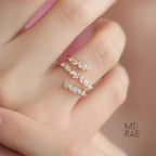 Marquise & Pear Lab Diamond Spiral Ring | Modern Twist Diamond Ring | Unique Stackable Ring