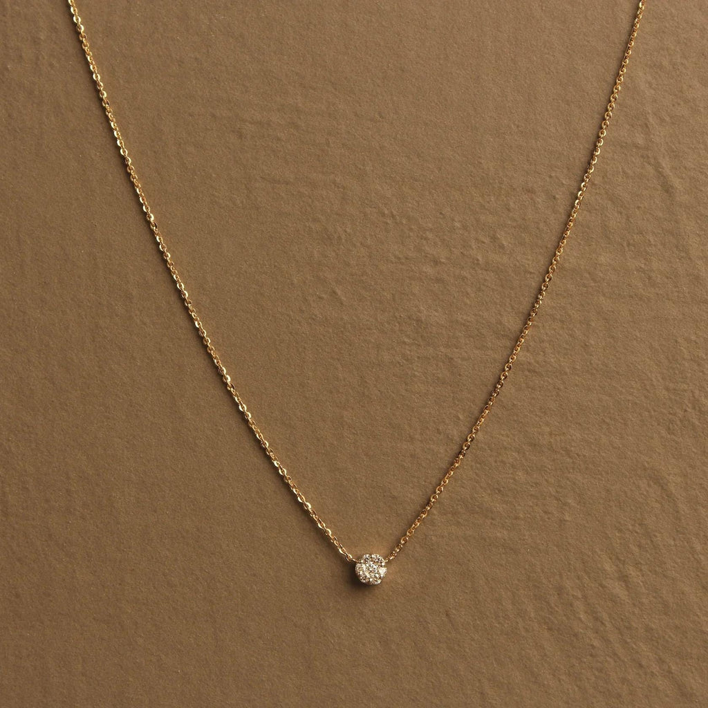 Halo Moissanite Necklace: 10K Gold or Sterling Silver, Dainty 16" Chain