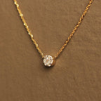 Halo Moissanite Necklace: 10K Gold or Sterling Silver, Dainty 16" Chain