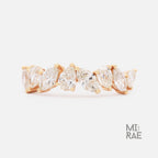 Lab Grown Diamond Half Eternity Band Marquise and Pear Cut Diamond Wedding Band for Women