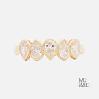 Pear Cut Diamond Drops Ring | Teardrop Half Eternity Band | Minimalist Lab Diamond Wedding Ring