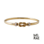 Victorian 10K Gold Knot Bangle: Antique Hinged Bracelet with White Gold