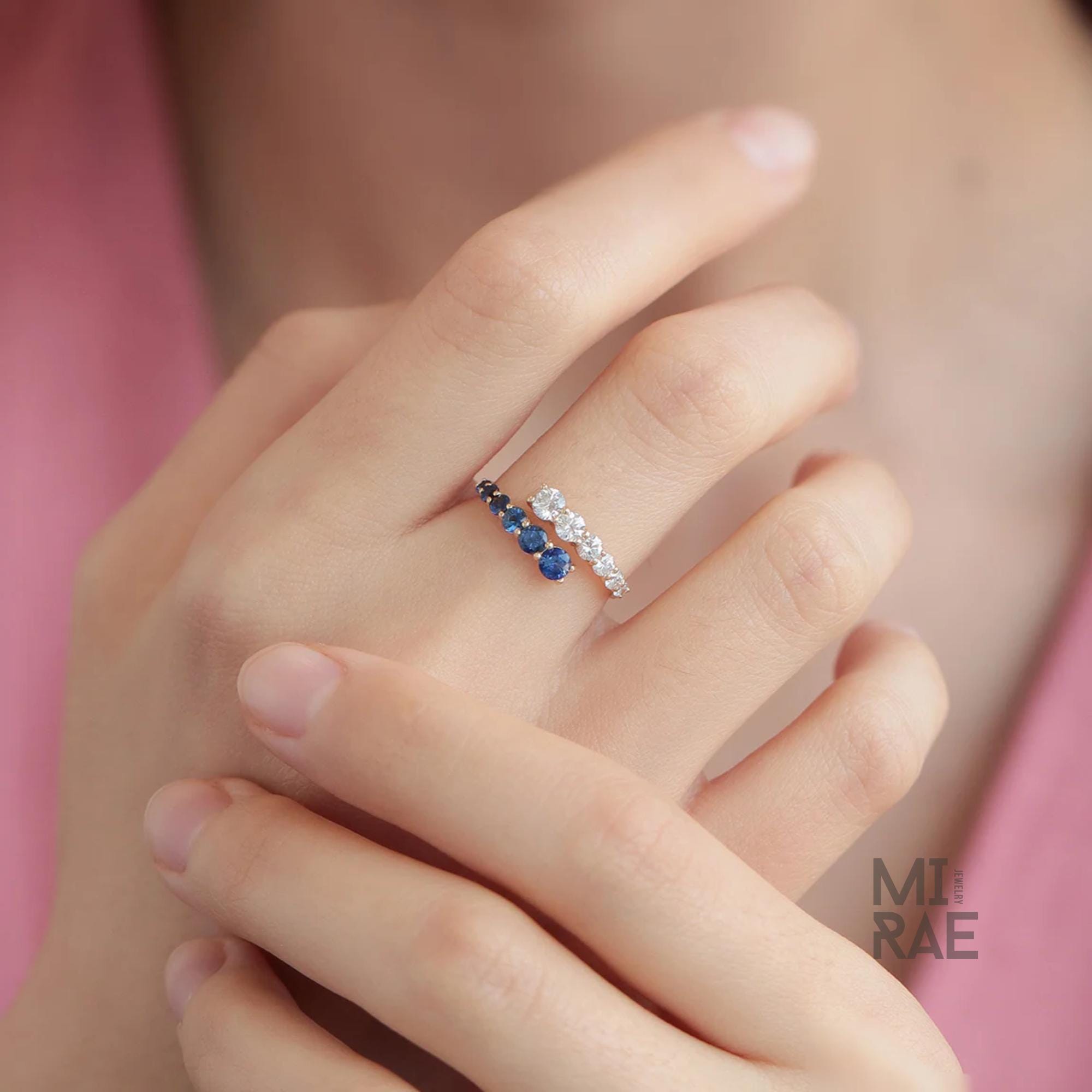 Yellow Gold Sapphire & Diamond Wrap Ring For Women