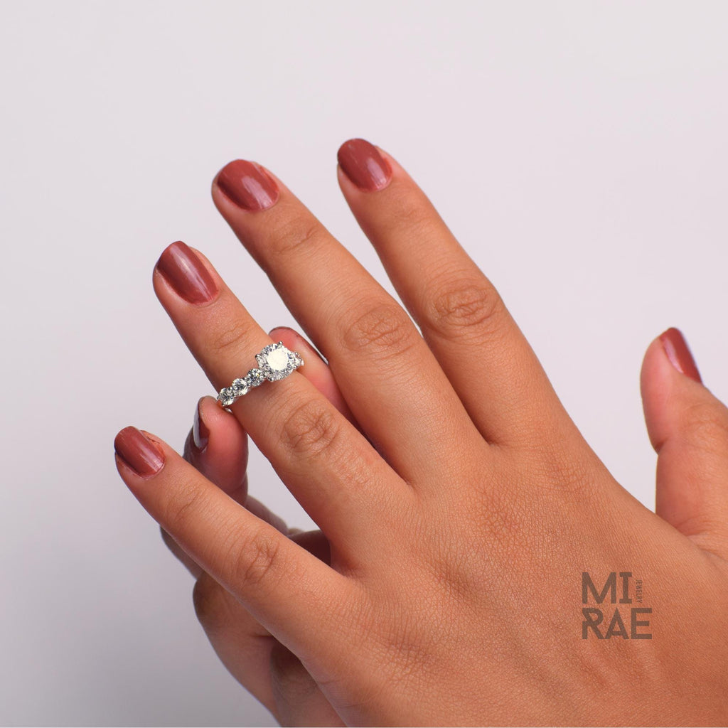 2.21 CTW Lab Grown Diamond Engagement Ring: 14K White Gold Halo Eternity Band