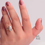 2 Carat Marquise Lab Created CVD Diamond Bezel Set Ring | 14K Gold Shank Engagement Ring | Vintage Modern Cathedral Bridal Jewellery