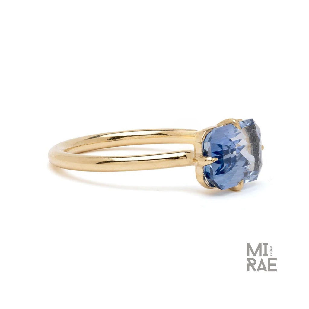 3.00 CT East West Emerald Cut Blue Sapphire Ring | Modern Sapphire Engagement Ring in 14k Gold | Unique Color Change Anniversary Gift