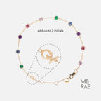 Colorful Rainbow Gemstone Chain Link Bracelet | Multi Color Natural Stone Bracelet | 14K Gold Adjustable Bracelet