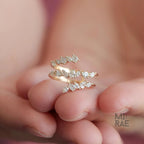 Marquise & Pear Lab Diamond Spiral Ring | Modern Twist Diamond Ring | Unique Stackable Ring