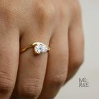 1.00 Carat Pear Lab Diamond Ring: 14K Yellow Gold East West Solitaire