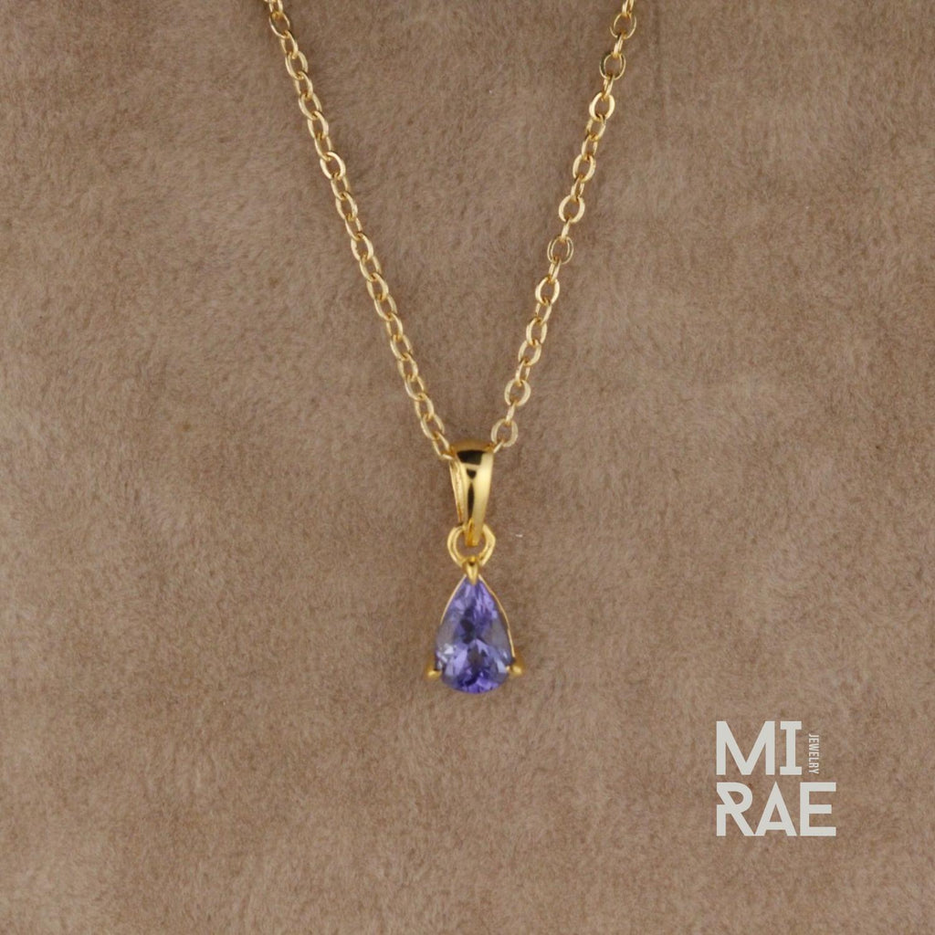 Tanzanite Teardrop Pendant: Violet Blue Gemstone, Gold or Silver