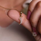 14k Gold Diamond Initial Necklace: Cursive Letter Pendant, Personalized Jewelry