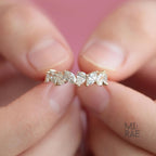 Lab Grown Diamond Half Eternity Band Marquise and Pear Cut Diamond Wedding Band for Women