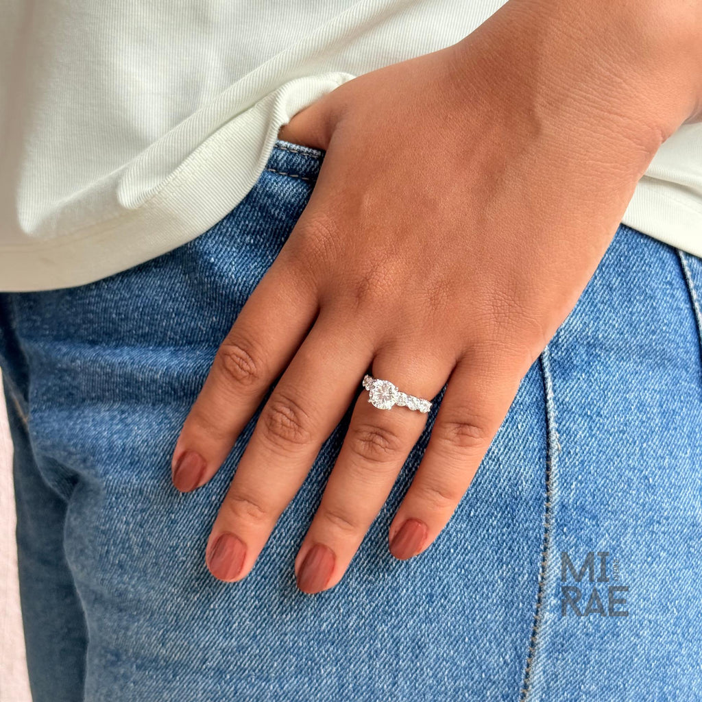 2.21 CTW Lab Grown Diamond Engagement Ring: 14K White Gold Halo Eternity Band