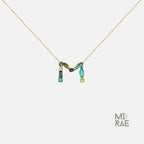 Personalized Initial Pendant Necklace | Multi Natural Gemstone Letter Necklace | Handmade Birthstone Jewelry