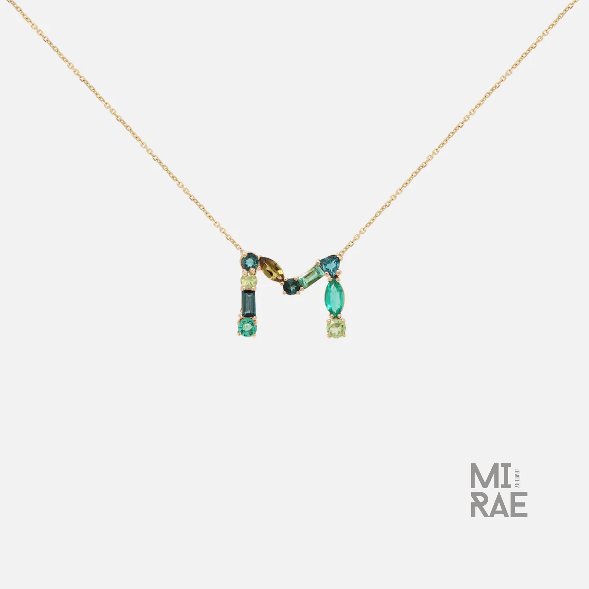 Personalized Initial Pendant Necklace | Multi Natural Gemstone Letter Necklace | Handmade Birthstone Jewelry