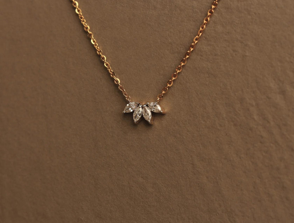 Moissanite Leaf Necklace: 10K Gold or Sterling Silver Dainty Jewelry