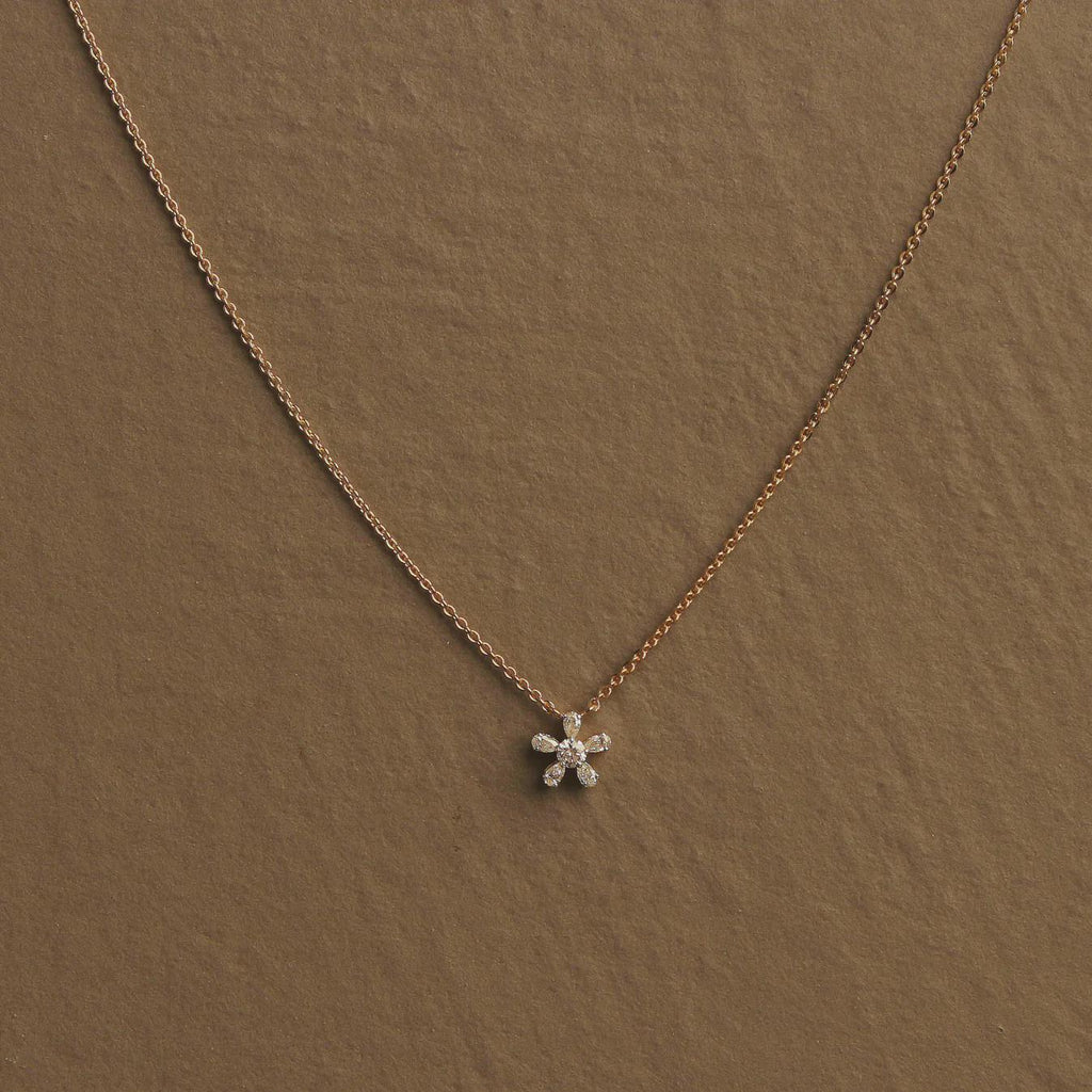 Dainty Snowflake Moissanite Pendant Necklace: 10K Gold & Sterling Silver