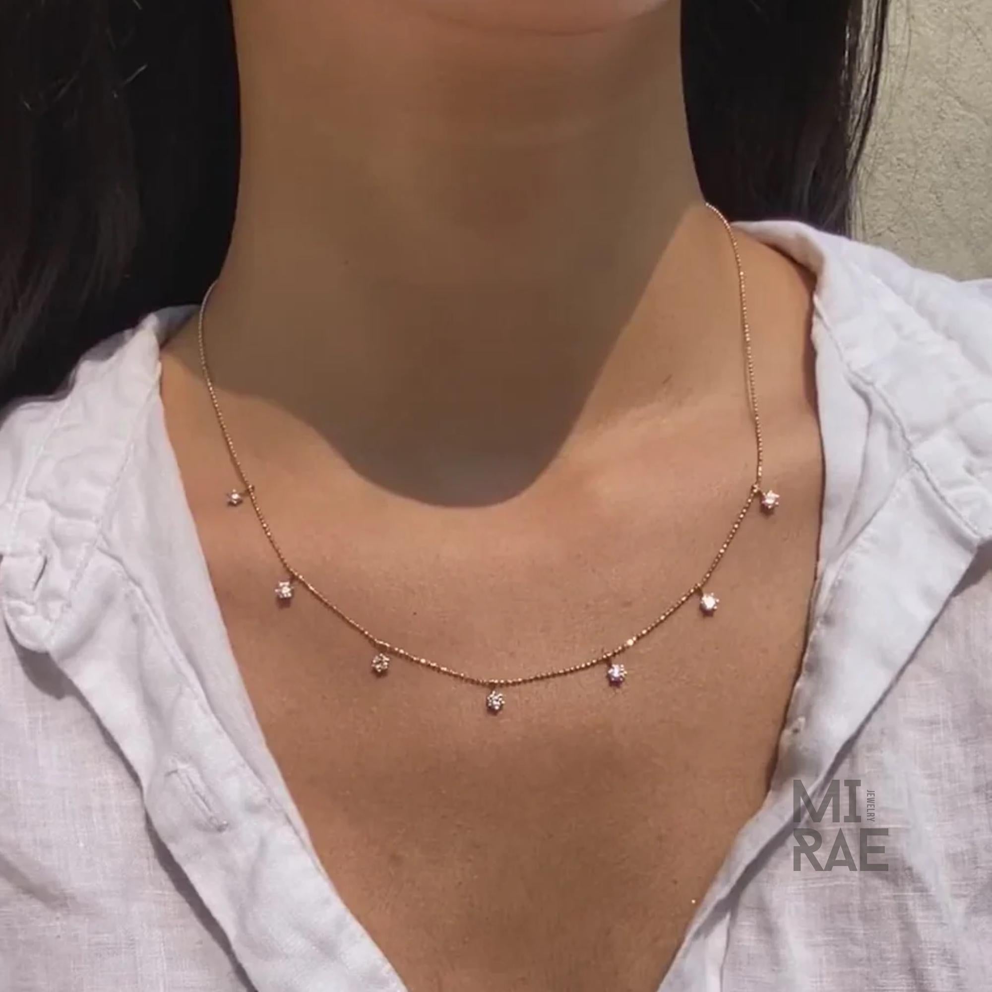 1 Carat Dainty Diamond Choker, Dangling Diamond Necklace, Diamond by the Yard