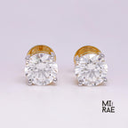 2 Carat Lab Grown Diamond Stud Earrings: Two-Tone Gold, F/VS